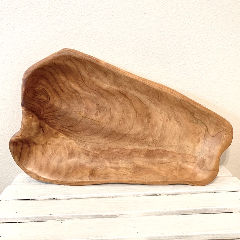 Core Wood Serving Dish, Wood Platter, Fruit Bowl, Natural Decor Boho Eclectic